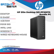 DESKTOP HP Slim Desktop S01-PF2007D  Bundle PC / I5-10400F (12M 2.9GHZ) / 4GB / 512GB SSD / INTEL UHD / W11 / 3 YEAR ONSITE / WIRED KBM / 5Z7X8PA