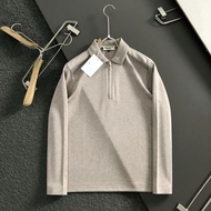 SWG2 B+VV Men's Autumn Winter Turn-down Collar New Business Style Polo Knitted Base Solid Color Casu