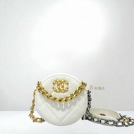 JY0333-Chanel19系列白色羊皮圓餅包 AP0945