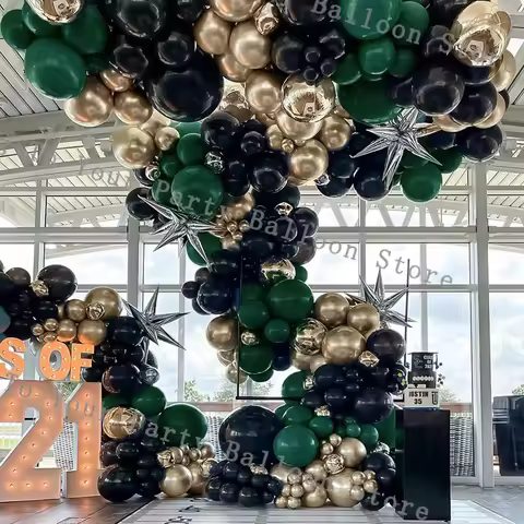 Birthday Balloon Garland Arch Kit Dark Green Black 20 30 40th Birthday Party Decoration 4D Chrome Go