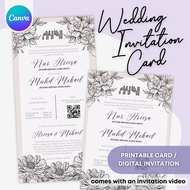 Wedding Invitation Card Template | Canva | Kad Jemputan Kahwin | Photo & Video | WI001