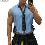INCERUN Men's Strap Clean Tie Shirt