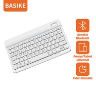 BASIKE Keyboard Wireless Bluetooth Portabel Tipis Lampu Latar RGB Mini Keyboard Tablet for Android/IOS/Windows Kabel Pengisi Daya Gratis Dilengkapi Dengan Berbagai Tombol Pintas Tidur Otomatis