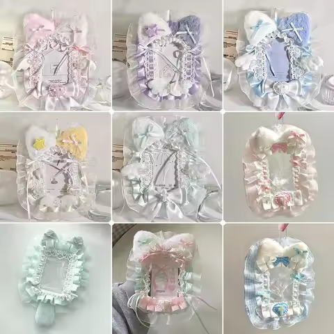 Lace Photo Card Holder, 9 Styles with Hanging Chain That Can Be Attached to a Backpack, Bowknot Plus