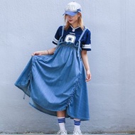 藍色 吊帶 款薄牛仔長裙 半身裙
