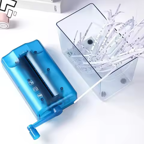 Mini Manual Paper Shredder Hand Crank Non-slip Base Paper Sharper ABS Transparent Documents Paper Cu