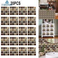 20x Self Adhesive Mosaic Brick Tile Sticker Bathroom Wall Stickers Decor 10*10cm