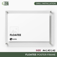 ZENi FLOATEE Acrylic Frame | A4 A3 A2 Wall Mounted Frame Poster Advertisement Certificate Frame
