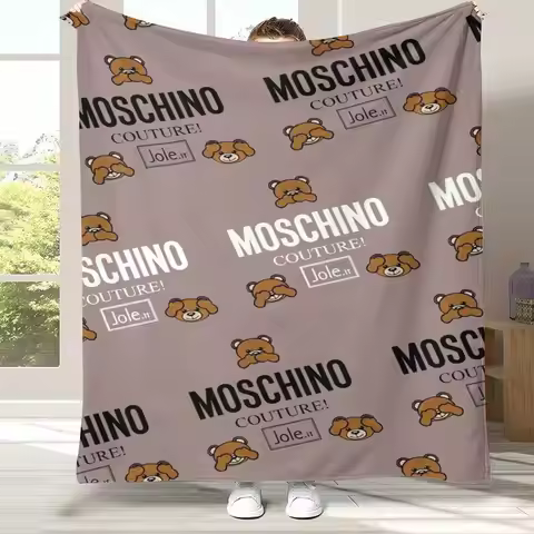 Fashion M-Moschino Cartoon Bear Flannel Throw Blanket,Cozy Warm Blanket for Bed,Sofa,Living Room,Pic