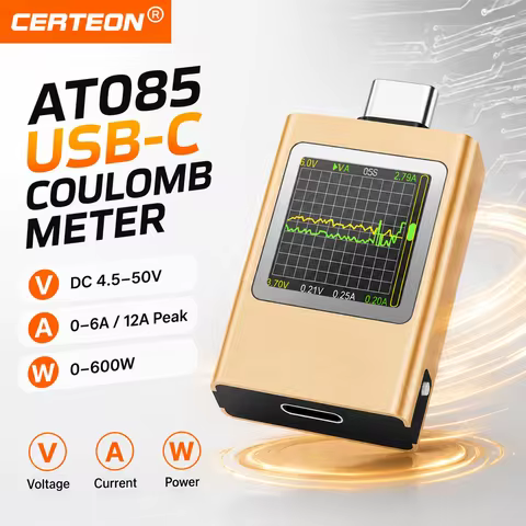 AT085 Phone Charger USB Tester USB Power Meter Voltage Current Tester PD Fast Charger Analyzer 4.5-5
