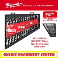 Milwaukee 15 Pcs MAXBITE Metric Combination Wrench Set / 4932-4642-58 / Heavy Duty Combination Wrenc