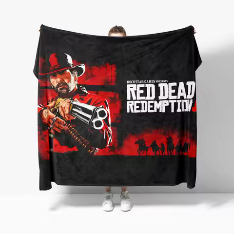 Red Dead Redemptions 2 Throw Blanket Game Poster RDR2 Map Blankets Soft Warm Flannel Bedding for Bed