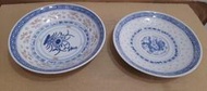 早期中國景德鎮青花龍紋及菊花米粒杯小瓷盤點心盤-直徑14公分- 單盤價