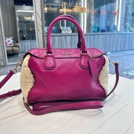 *SHIHNA名牌精品*Coach F26689 羊毛拼接皮革波士頓包