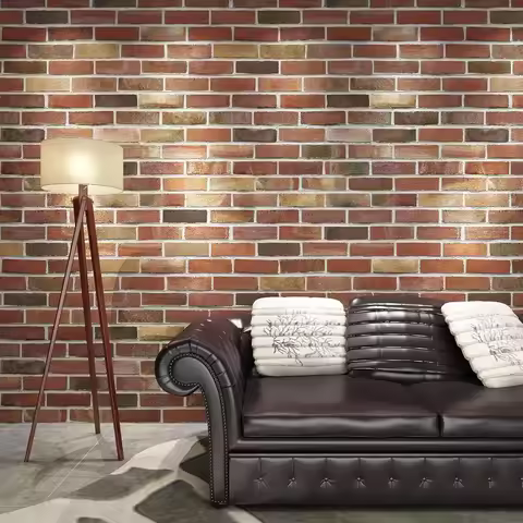 Pack 52.5 Sq.Ft Faux Brick 3D Wall Panels Peel and Stick in Red Brown, Self Adhesive Waterproof Foam