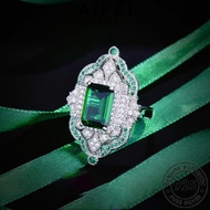 AIFEI JEWELRY Women 925 Accessories Perak Korean Perempuan Silver Original 純銀戒指 Luxury Square Cincin Sterling Emerald Adjustable Ring For R2355