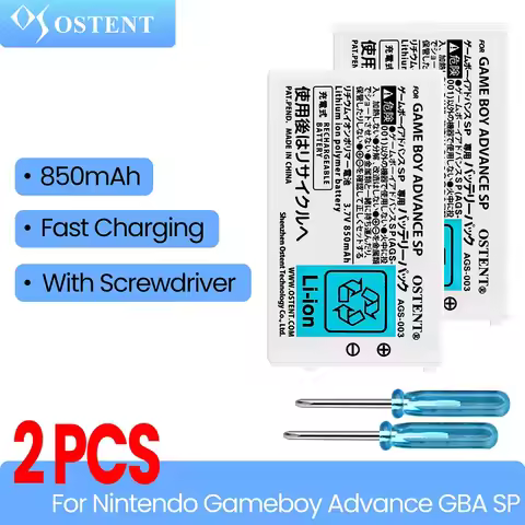 OSTENT 2PCS 3.7V 850mAh Rechargeable Lithium-ion Battery Pack with Screwdriver for Nintendo Gameboy 
