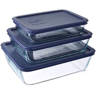 PYREX STORAGE 3PCS WITH LID BLUE COLOUR / PYREX BIRU