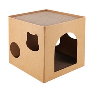 Cat House Scratcher Box Cat Cardboard House with Scratch Pad for Kitties, Kittens for Cat Birthday