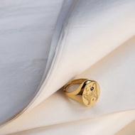 貓站立印章戒指，925銀，貓印章戒指。