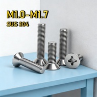 Phillips Flat Head Screws, 304 Stainless Steel Countersunk Head Small Screws M1.0/M1.2/M1.4/M1.6/M1.