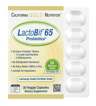 CALIFORNIA GOLD NUTRITION - LactoBif® 65 益生菌，30 粒素食膠囊幫助消化和腸道含 20 種活性益生菌菌株、包括 15 種乳酸菌和 5 種雙歧杆菌|保持腸道平衡