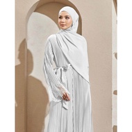 JOJOBars baju raya perempuan abaya jubah lace jubah wanita muslimah pleated abaya Murah Cantik sage 