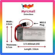 3.7v 400mah MX2.0 Plug Lipo Battery RC Helicopter Drone Car Boat Plane Toy