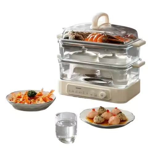 Glass Electric Steamer 220V Large Capacity Multi-Functional Household Three-Layer Steamer Stainless 