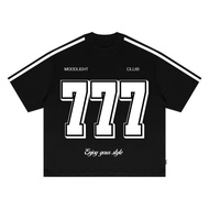 Tshirt 777 Boxy Fit Oversized Jersey Stripe T-shirt Men Women Cotton Combed 20s