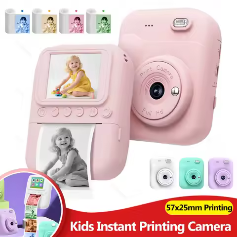 Kids Instant Camera Color Printing 2.4''IPS Thermal Printer 57x25mm Digital 1080P Photo Video Game M