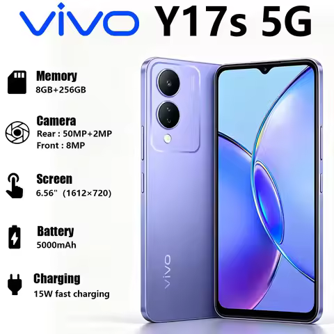 New VIVO Y17s 5G Global Version Mobile Phone 6.56" HD+ Big Screen 50MP Camera 5000mAh 15W Fast Charg