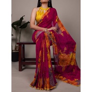 Satin Floral Printed Saree