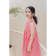 LEAH baby girl's Dress designed with rough, smooth pink side pockets, cute Korean style for children