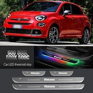 Car Door Sill Light For Fiat 500 500L 500X 500C 2007-2023 Customized Logo LED Welcome Threshold Peda
