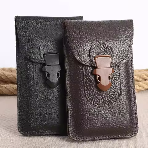 Dual Layers Pouch Leather Phone Case For ASUS ROG Phone 9FE 8 Pro Card Slot Waist Belt Phone Bag Rog