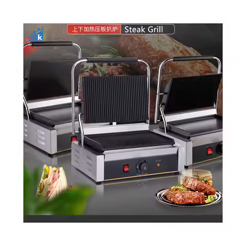 Commercial Electric Contact Grill New Grill-griddle Machine BBQ Meat Panini Machine Griddle
