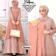 Sonn Suplier Baju Mus Gamis Salur Set Rompi Ceruty Baydoll Terbaru