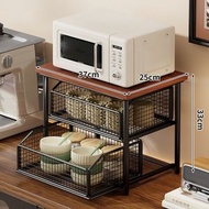 全城熱賣 - 微波爐置物架 廚房臺面多功能烤箱 籃子 家用桌上電飯煲雙層抽屜櫃子（快遞送貨上門）