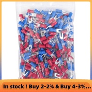 200pcs 16-14 AWG Red Blue Wire Connector Insulated Fork Terminal #4