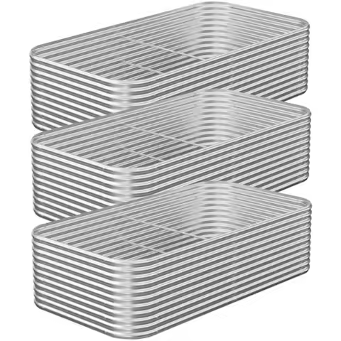 3 Pack Tall 4x2FT Corrugated Galvanized Steel Raised Garden Bed Outdoor Metal Above Ground Garden Be