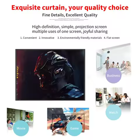 60 72 84 100 120 150 inch Projector Curtain 16:9 Home Office KTV Display Screen