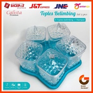 Calista jar set 5pcs + premium crystal starfruit tray 60333