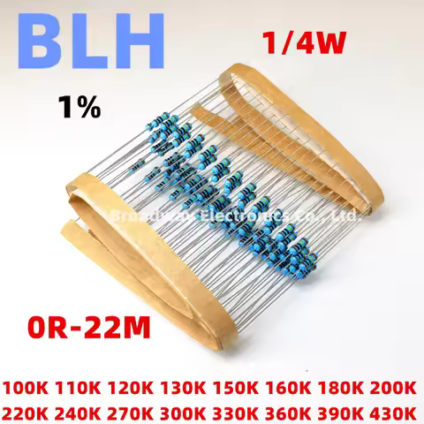 100PCS 1/4W 1% Metal Film Resistor 0.25W 15K 16K 18K 20K 22K 24K 27K 30K 33K 36K 39K 43K 47K 51K 56K