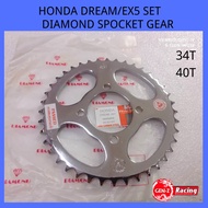 🔥Hot item🔥Honda Dream EX5 Diamond Spocket Gear [34T/40T](Big Spocket Gear) (100% Steel
