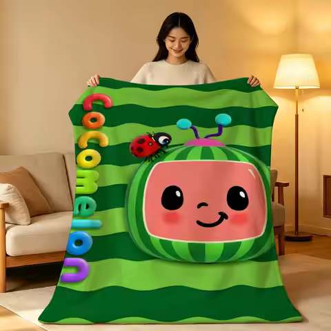 Kids C-Cocomelon Learning Music Cartoon Art Design Throw Soft Warm Flannel Blanket Lightweight for S