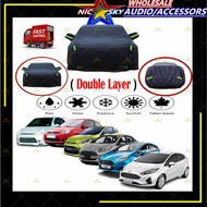 Ford Fiesta 190T Black Zip Design Jet Protection Car Cover Waterproof Sun-proof Selimut Penutup Kere