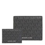 【W小舖】MICHAEL KORS MK 黑色 防刮PVC皮革 男夾 短夾 皮夾 錢包 卡片夾~M48439