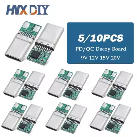 5/10pcs Fast Charge PD/QC Decoy Board 9V 12V 15V 20V PD Decoy module Trigger Cable USB Type-C Male P