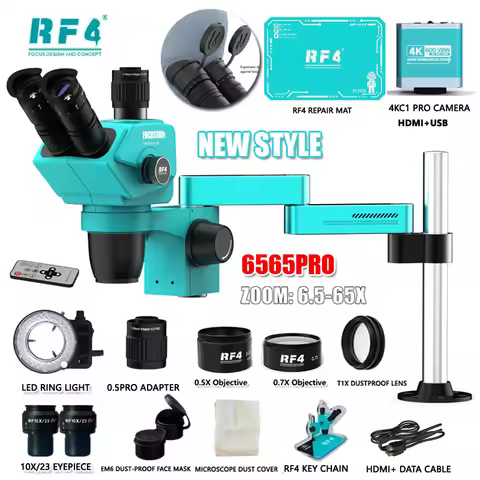 RF4 Precise Locking Magnification Zoom 360 ° Rotation Adjustable Swing Arm Universal Trinocular Ster